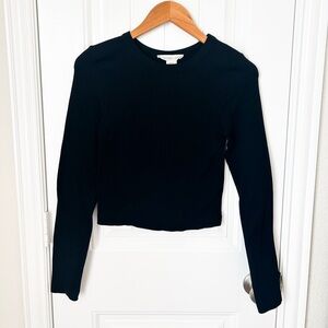 Happily Grey Cropped Ribbed Black Long Sleeve